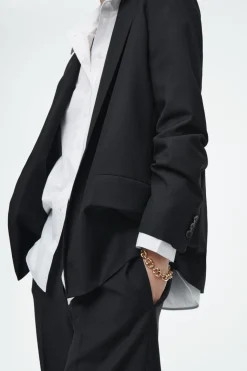 Best COS REGULAR SINGLE-BREASTED WOOL BLAZER BLACK