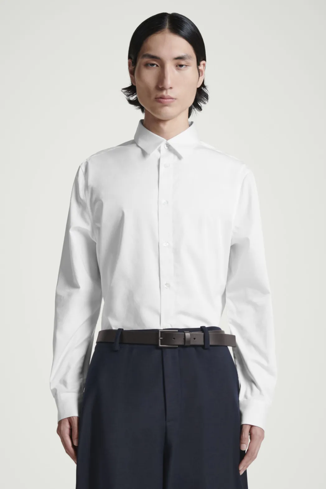 Discount COS REGULAR TAILORED COTTON SHIRT WHITE