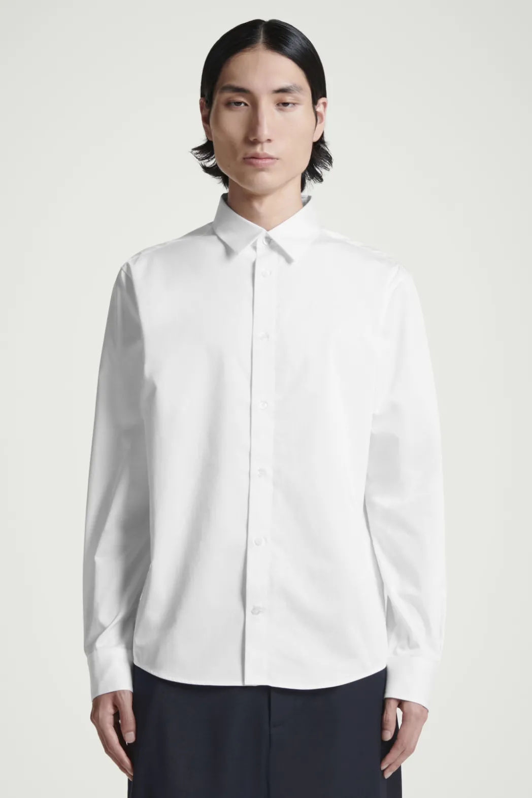 Discount COS REGULAR TAILORED COTTON SHIRT WHITE