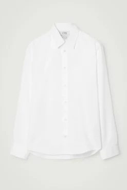 Discount COS REGULAR TAILORED COTTON SHIRT WHITE