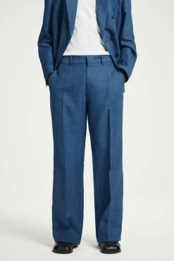 Clearance COS REGULAR TAILORED LINEN FLARED PANTS BLUE