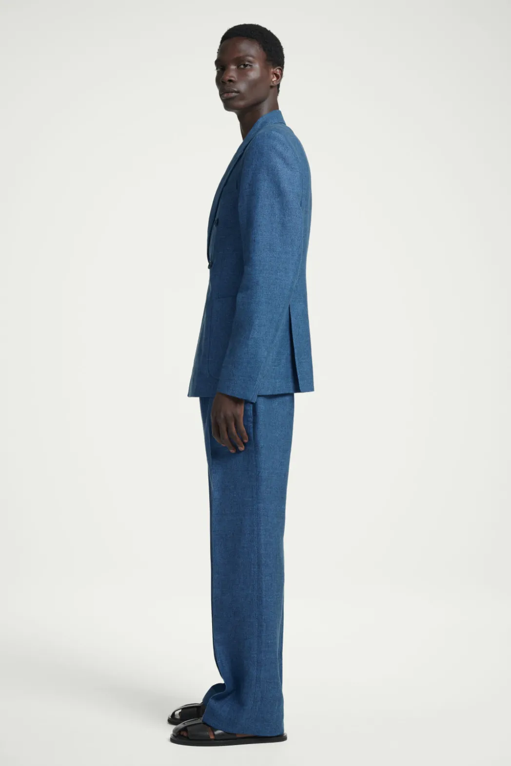 Clearance COS REGULAR TAILORED LINEN FLARED PANTS BLUE