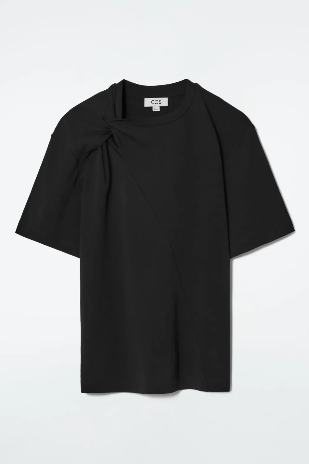 Discount COS REGULAR TWIST-NECK T-SHIRT BLACK