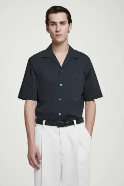 Hot COS REGULAR UTILITY COTTON SHORT-SLEEVED SHIRT NAVY
