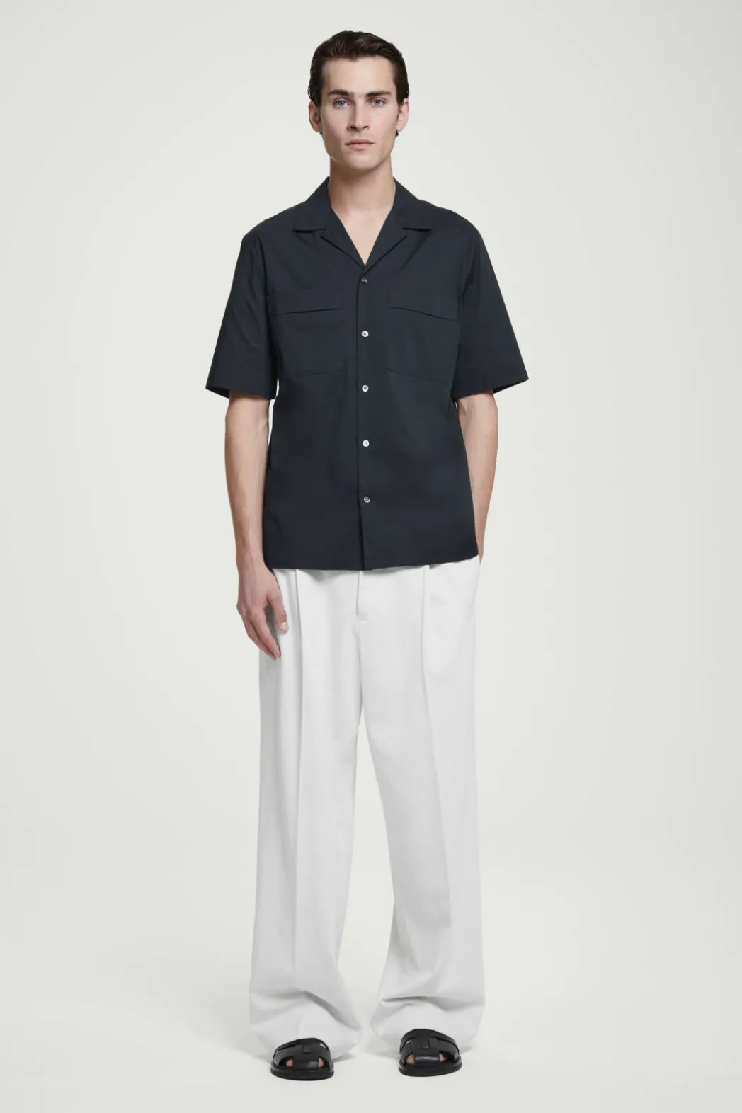Hot COS REGULAR UTILITY COTTON SHORT-SLEEVED SHIRT NAVY