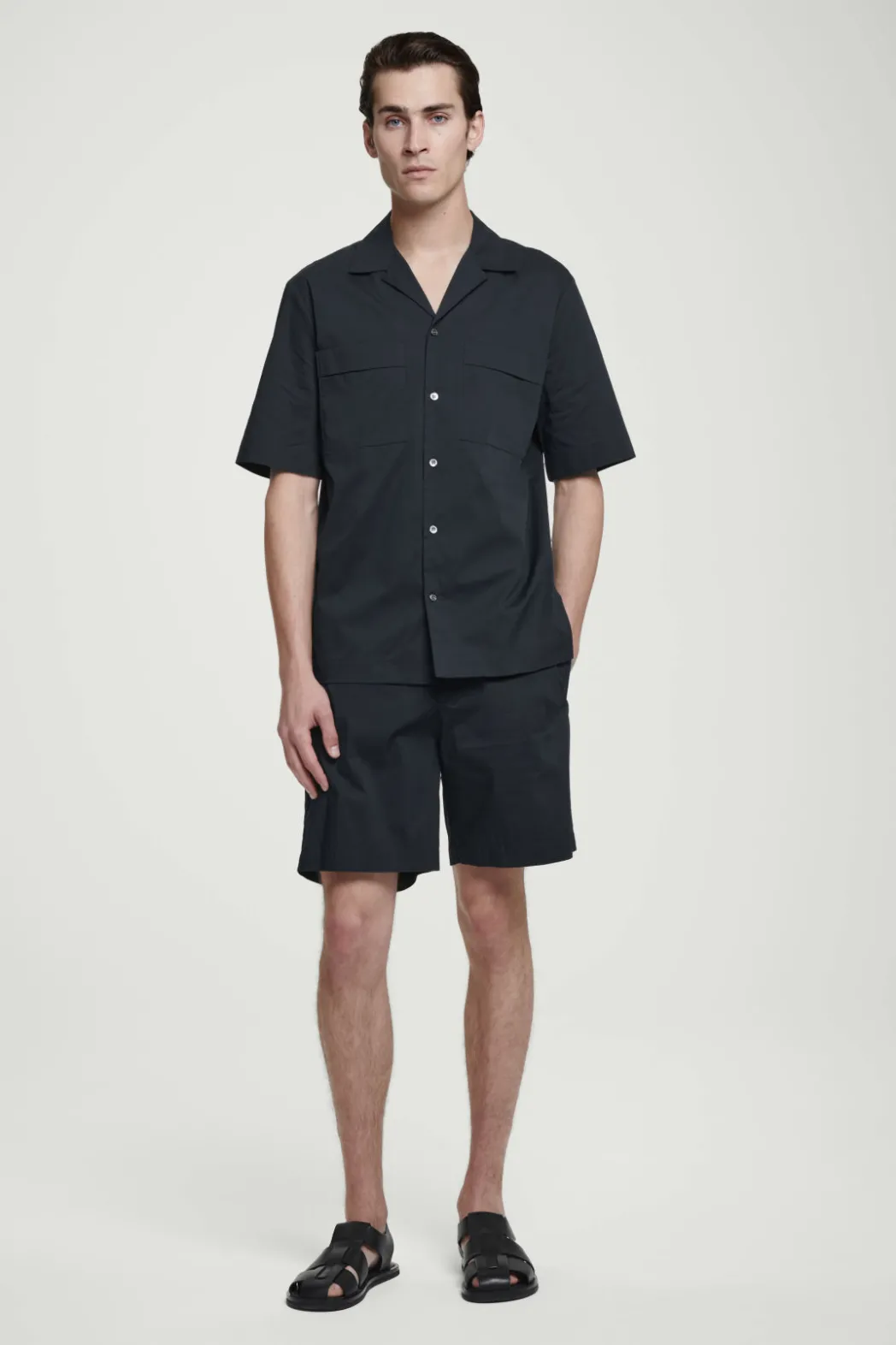 Hot COS REGULAR UTILITY COTTON SHORT-SLEEVED SHIRT NAVY