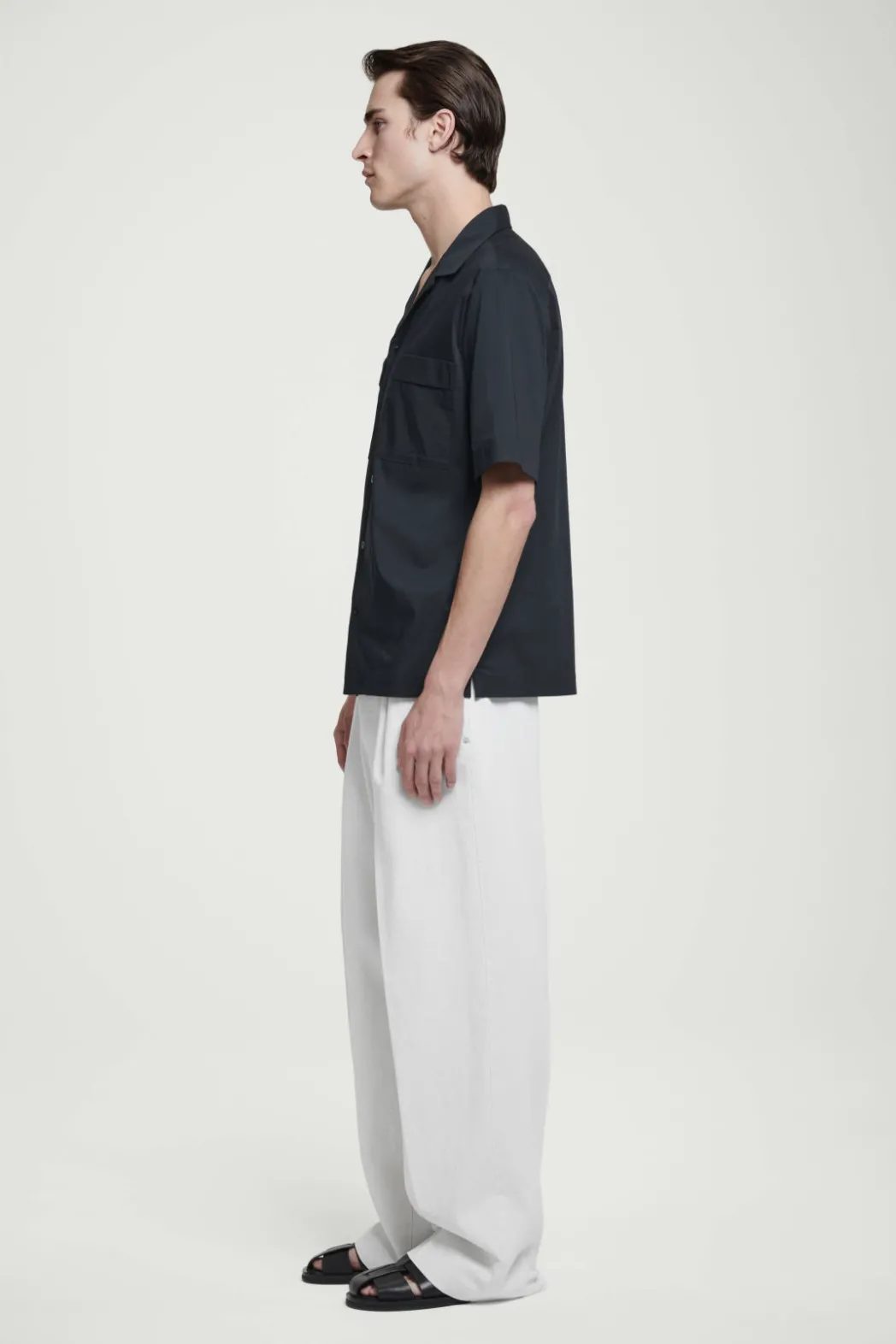 Hot COS REGULAR UTILITY COTTON SHORT-SLEEVED SHIRT NAVY
