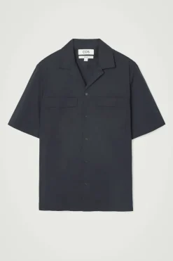 Hot COS REGULAR UTILITY COTTON SHORT-SLEEVED SHIRT NAVY