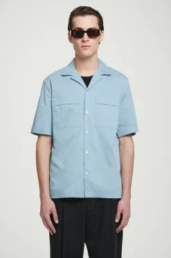 Discount COS REGULAR UTILITY COTTON SHORT-SLEEVED SHIRT LIGHT BLUE