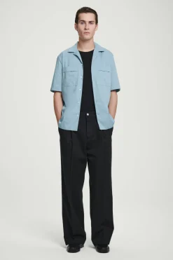 Discount COS REGULAR UTILITY COTTON SHORT-SLEEVED SHIRT LIGHT BLUE