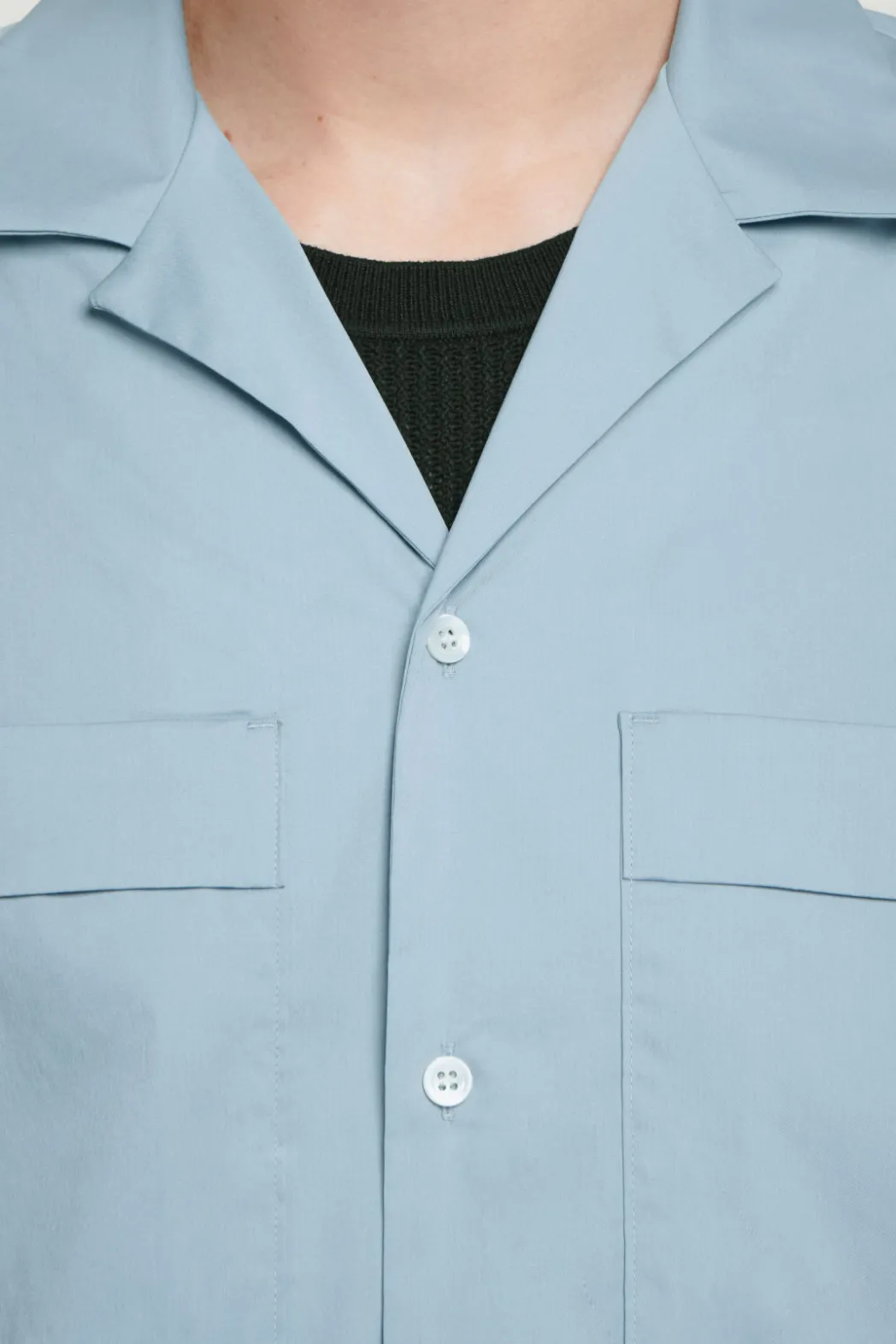 Discount COS REGULAR UTILITY COTTON SHORT-SLEEVED SHIRT LIGHT BLUE
