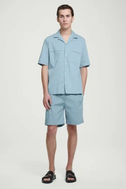 Discount COS REGULAR UTILITY COTTON SHORT-SLEEVED SHIRT LIGHT BLUE