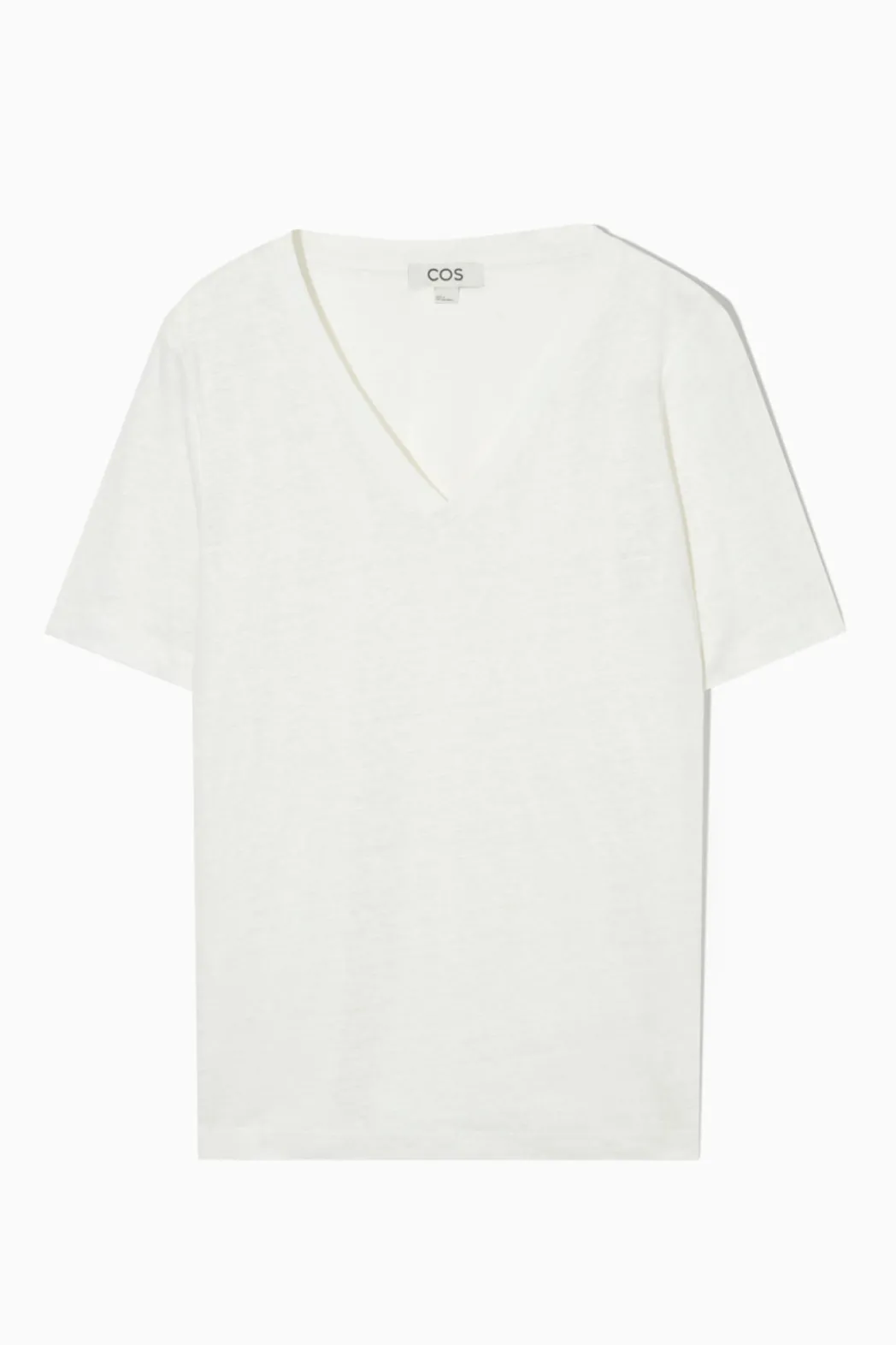 COS REGULAR V-NECK LINEN T-SHIRT WHITE