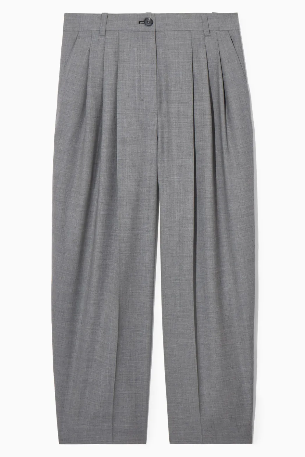 Clearance COS REGULAR WOOL BARREL-LEG PANTS GRAY MÉLANGE