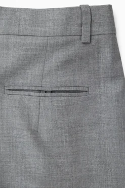 Clearance COS REGULAR WOOL BARREL-LEG PANTS GRAY MÉLANGE
