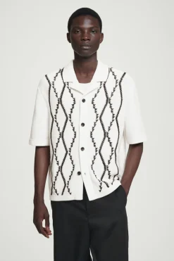Outlet COS RELAXED ABSTRACT ARGYLE-KNIT SHIRT WHITE
