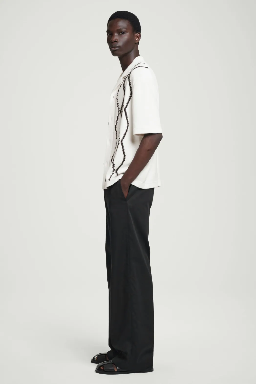 Outlet COS RELAXED ABSTRACT ARGYLE-KNIT SHIRT WHITE