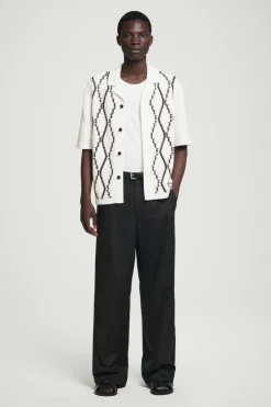 Outlet COS RELAXED ABSTRACT ARGYLE-KNIT SHIRT WHITE