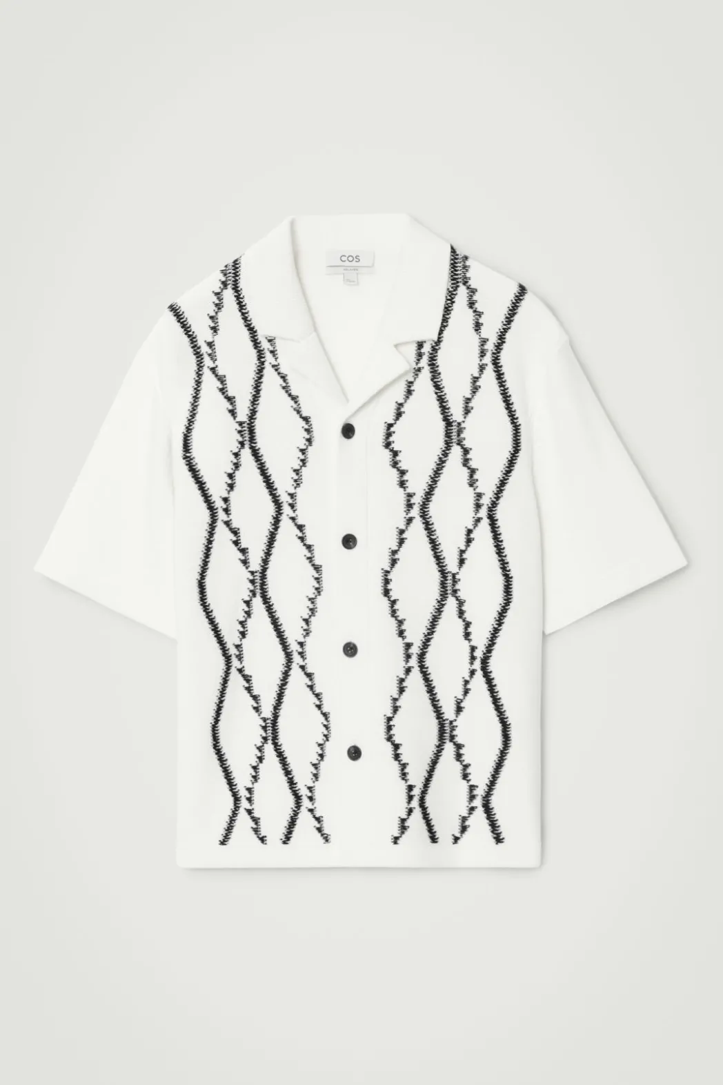 Outlet COS RELAXED ABSTRACT ARGYLE-KNIT SHIRT WHITE