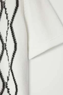 Outlet COS RELAXED ABSTRACT ARGYLE-KNIT SHIRT WHITE