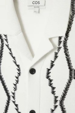 Outlet COS RELAXED ABSTRACT ARGYLE-KNIT SHIRT WHITE