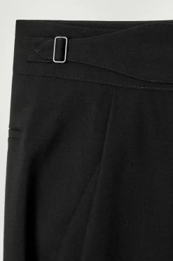 Best COS RELAXED BELTED WOOL-HOPSACK TAPERED TROUSERS BLACK