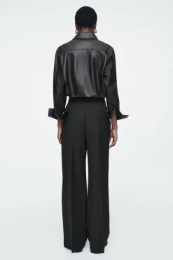 Outlet COS RELAXED BELTED WRAP-FRONT WOOL PANTS BLACK
