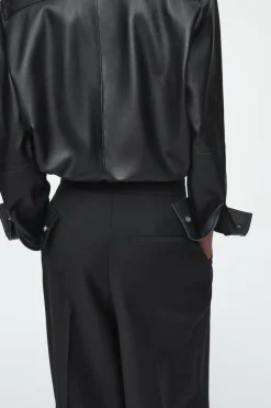 Outlet COS RELAXED BELTED WRAP-FRONT WOOL PANTS BLACK