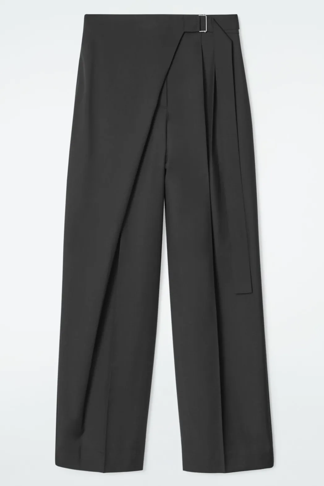 Outlet COS RELAXED BELTED WRAP-FRONT WOOL PANTS BLACK