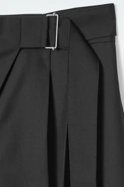 Outlet COS RELAXED BELTED WRAP-FRONT WOOL PANTS BLACK
