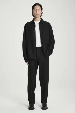 New COS RELAXED BOILED-WOOL OVERSHIRT BLACK