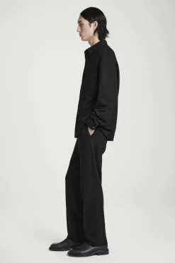 New COS RELAXED BOILED-WOOL OVERSHIRT BLACK
