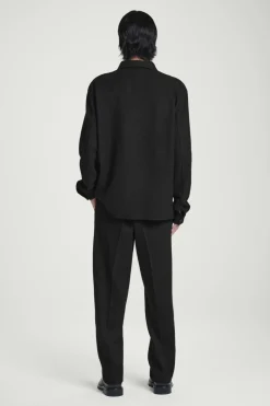 New COS RELAXED BOILED-WOOL OVERSHIRT BLACK