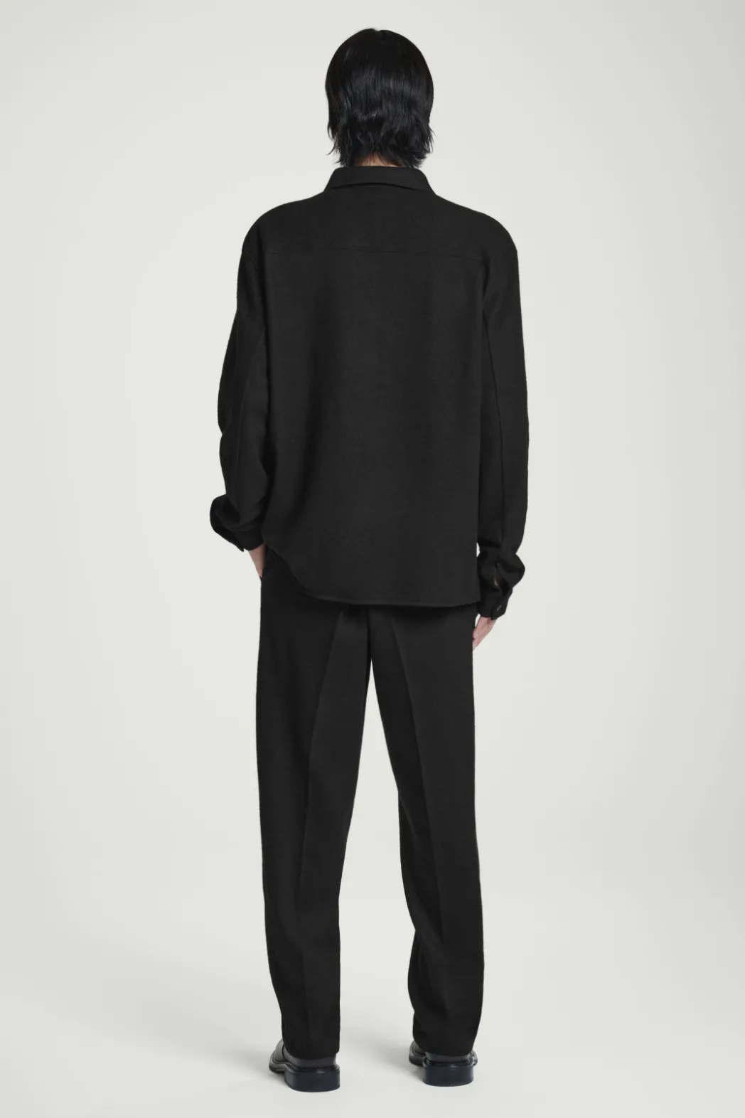 New COS RELAXED BOILED-WOOL OVERSHIRT BLACK