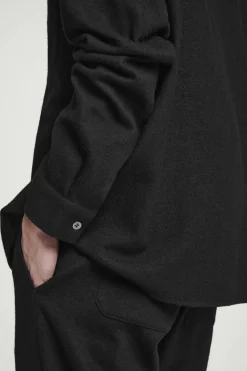 New COS RELAXED BOILED-WOOL OVERSHIRT BLACK