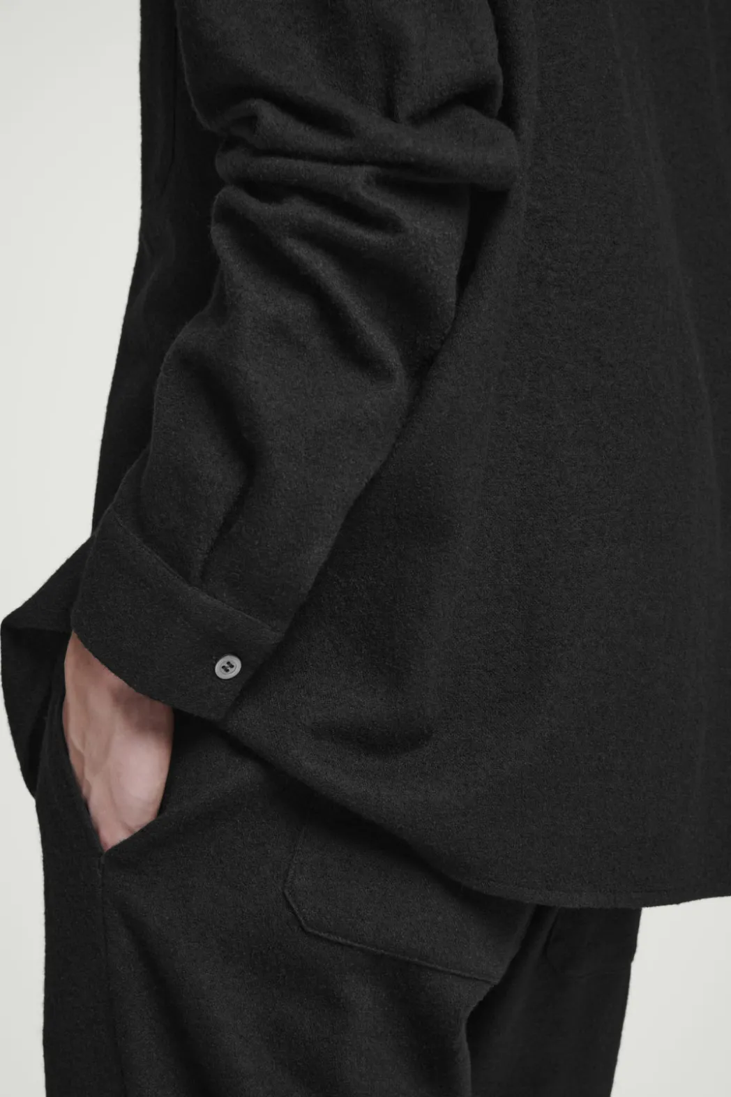 New COS RELAXED BOILED-WOOL OVERSHIRT BLACK