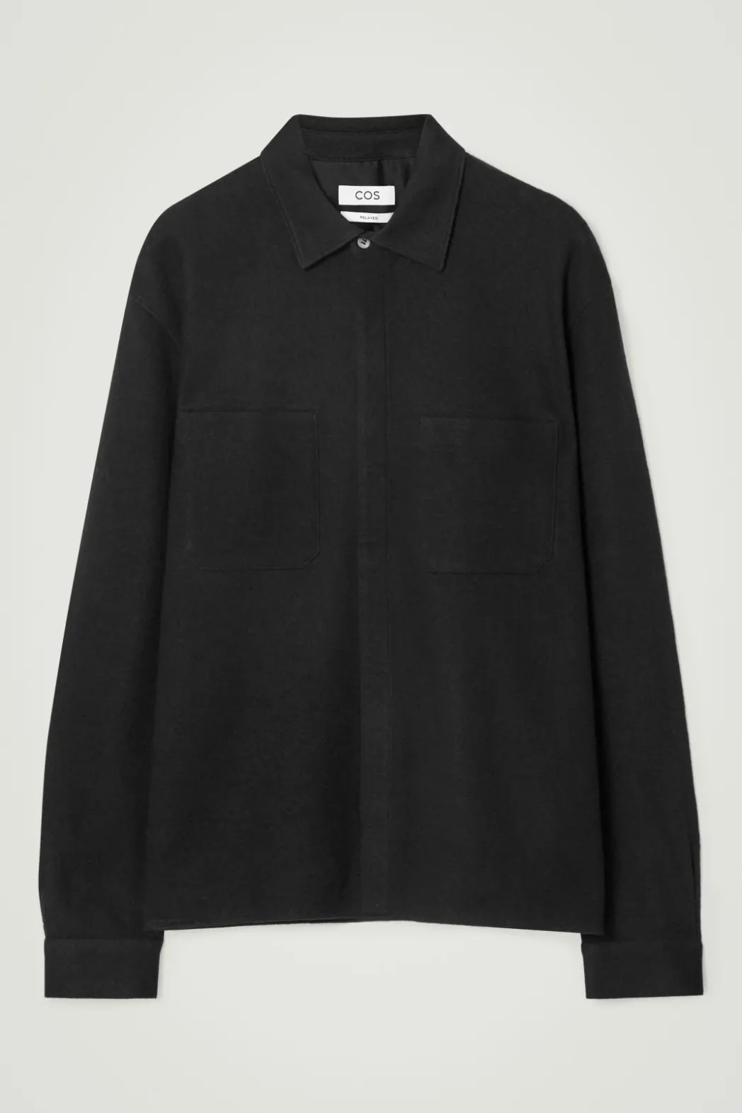 New COS RELAXED BOILED-WOOL OVERSHIRT BLACK