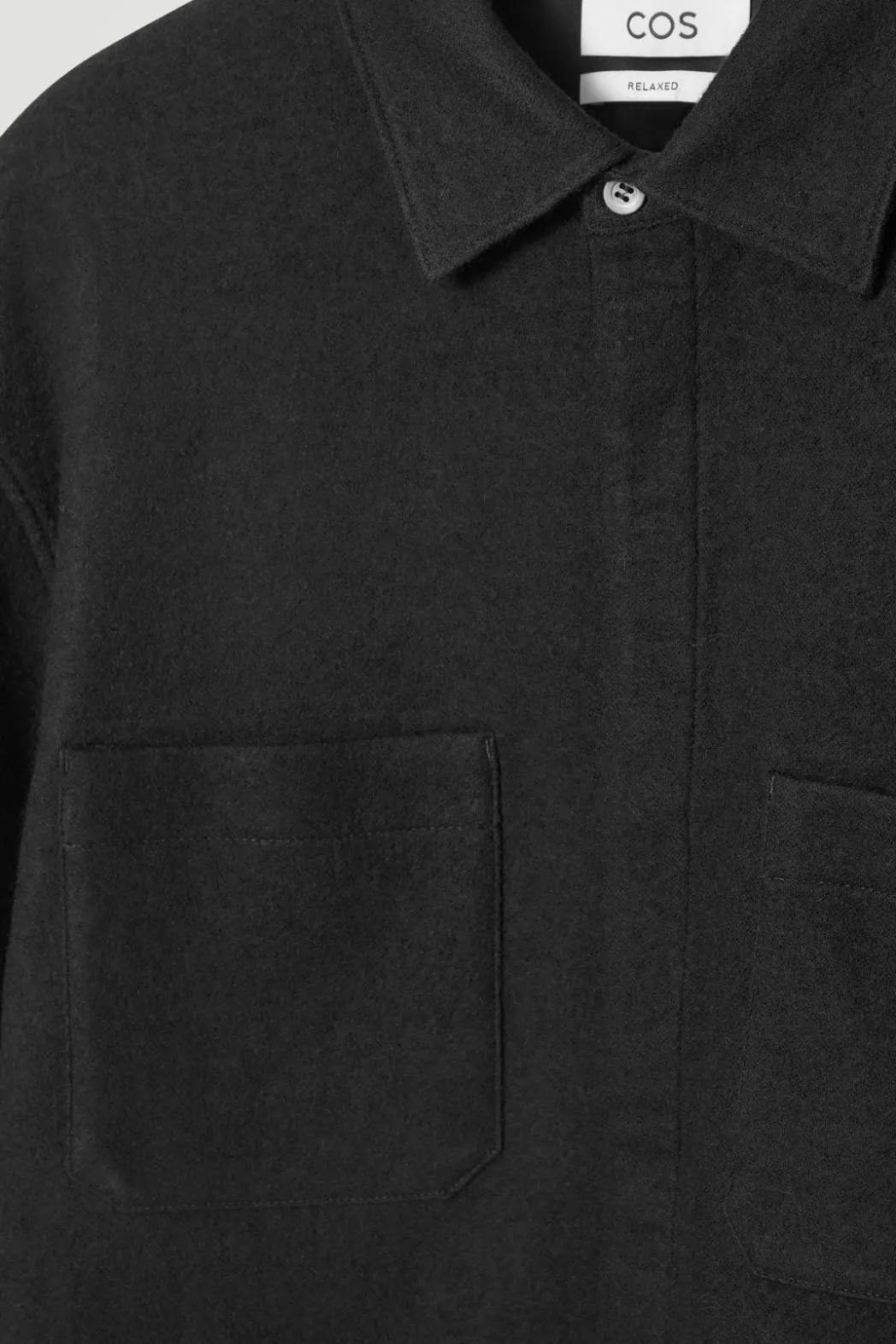 New COS RELAXED BOILED-WOOL OVERSHIRT BLACK