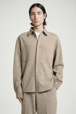 Sale COS RELAXED BOILED-WOOL OVERSHIRT BEIGE