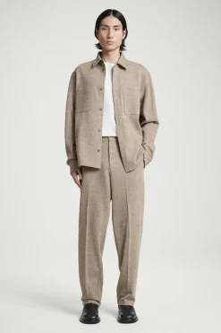 Sale COS RELAXED BOILED-WOOL OVERSHIRT BEIGE