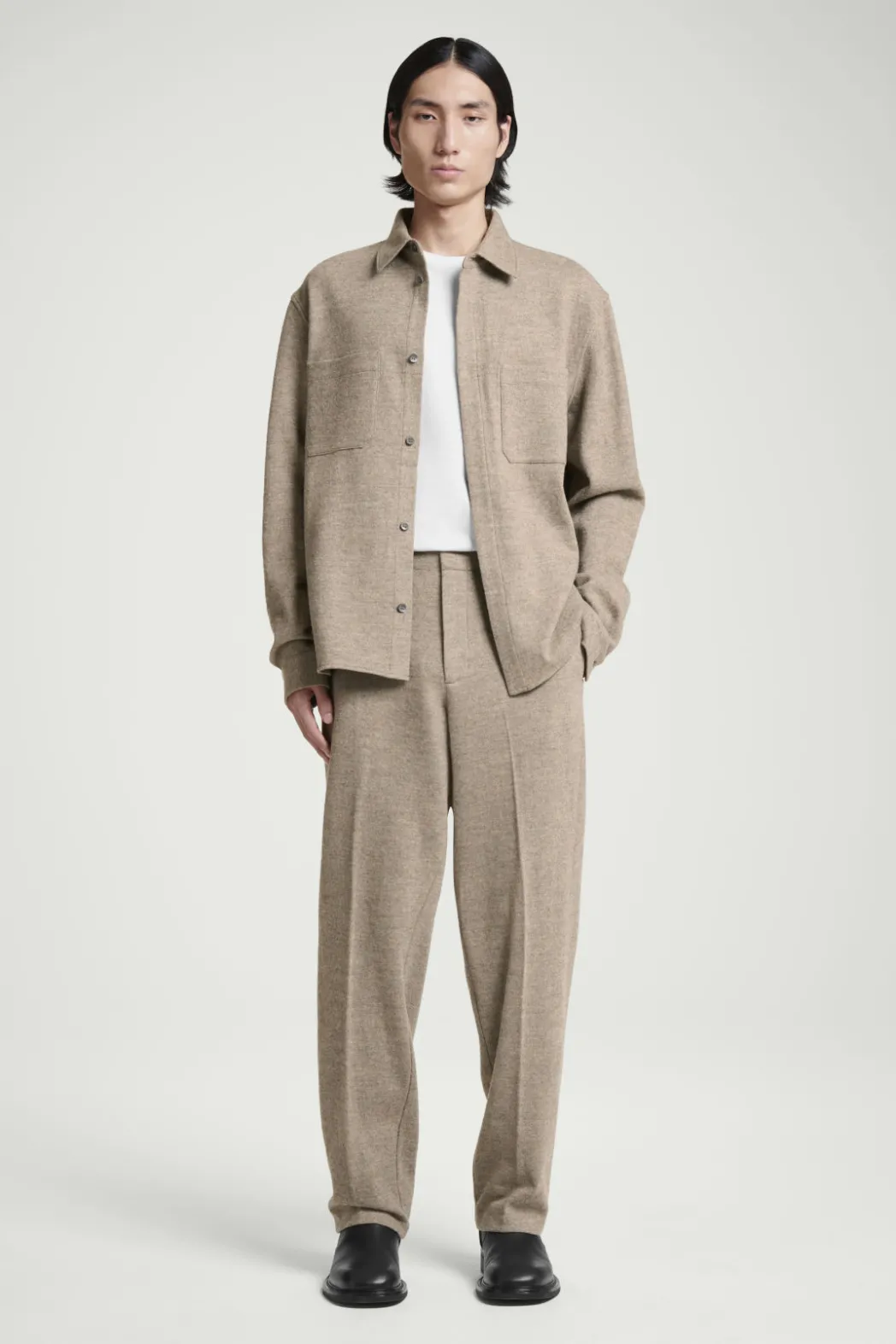 Sale COS RELAXED BOILED-WOOL OVERSHIRT BEIGE