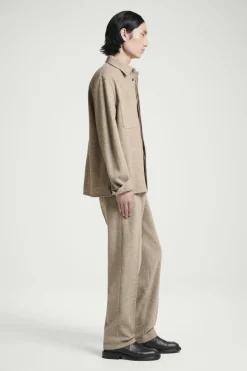 Sale COS RELAXED BOILED-WOOL OVERSHIRT BEIGE
