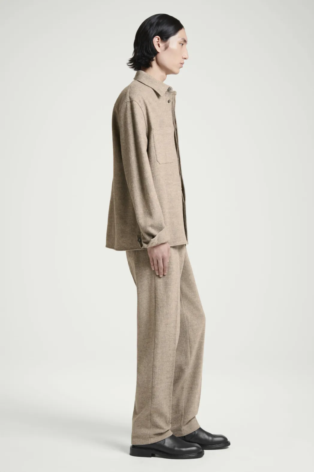 Sale COS RELAXED BOILED-WOOL OVERSHIRT BEIGE