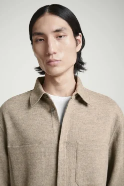 Sale COS RELAXED BOILED-WOOL OVERSHIRT BEIGE