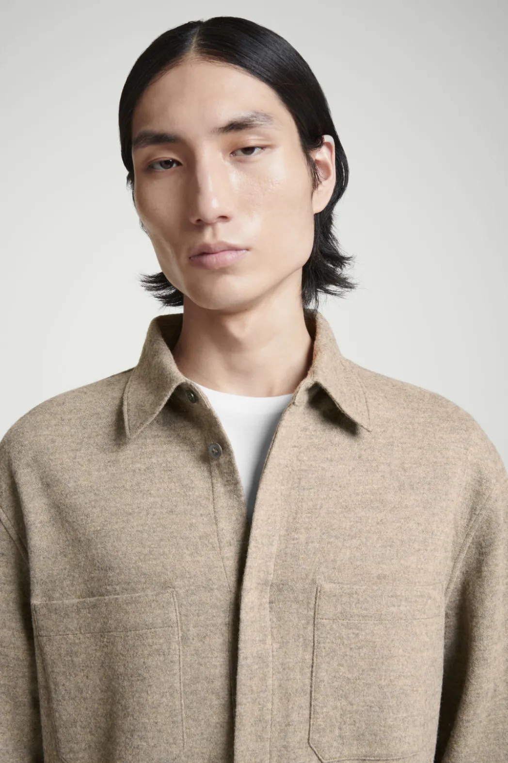 Sale COS RELAXED BOILED-WOOL OVERSHIRT BEIGE