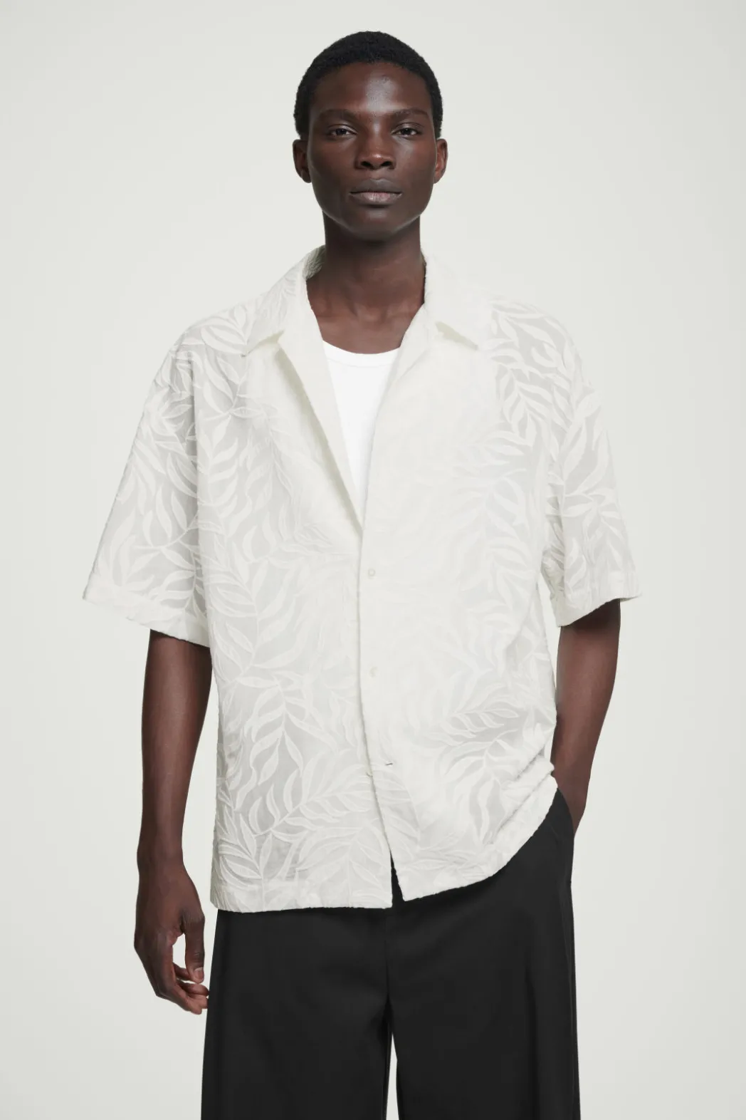 Best COS RELAXED BRODERIE-ANGLAISE COTTON SHIRT WHITE