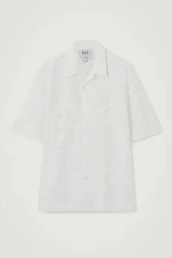 Best COS RELAXED BRODERIE-ANGLAISE COTTON SHIRT WHITE