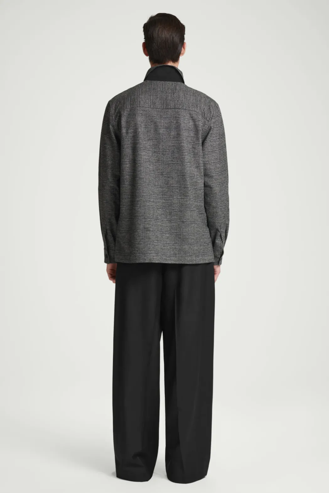 Clearance COS RELAXED CHECKED COTTON HALF-ZIP SHIRT BLACK / CHECKED