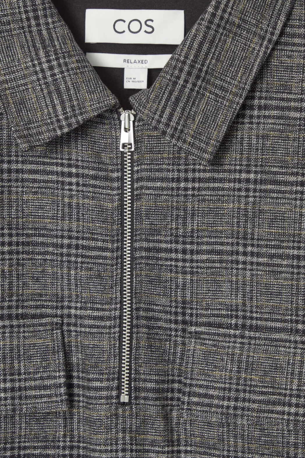 Clearance COS RELAXED CHECKED COTTON HALF-ZIP SHIRT BLACK / CHECKED