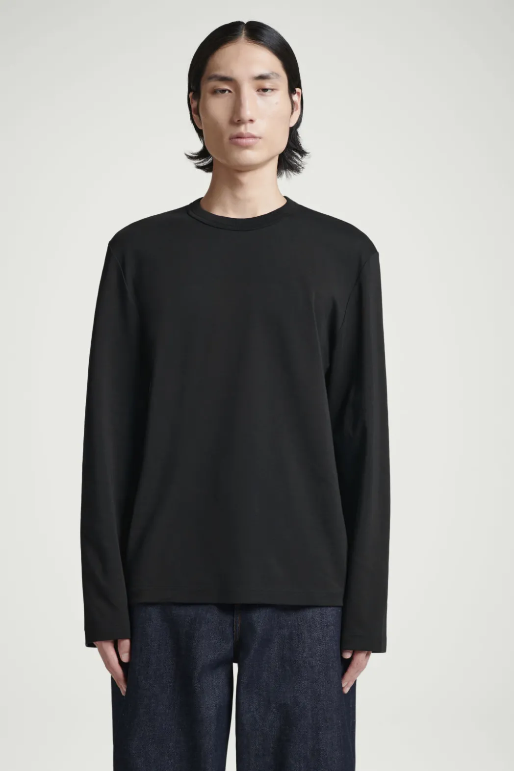 Hot COS RELAXED COTTON-JERSEY LONG-SLEEVED T-SHIRT BLACK